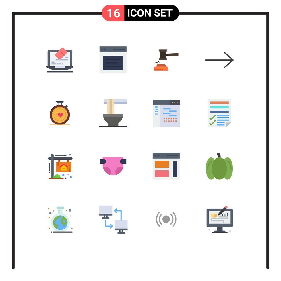 grupo de 16 colores planos modernos establecidos para la ley de flechas usuario juez mazo paquete editable de elementos de diseño de vectores creativos