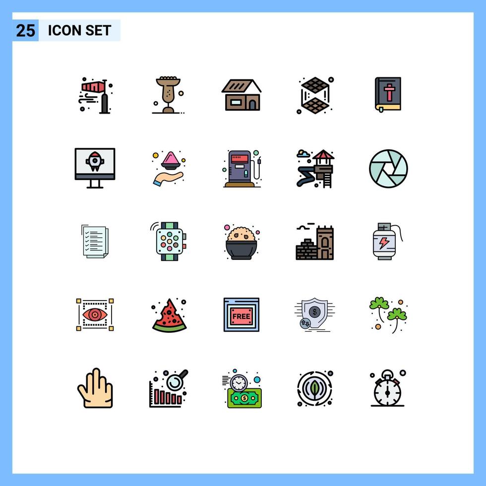 25 Creative Icons Modern Signs and Symbols of book layer mardi gras printing home Editable Vector Design Elements