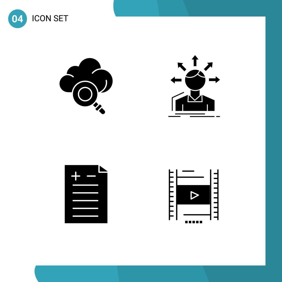 Universal Solid Glyphs Set for Web and Mobile Applications cloud pros and cons conversion structure vedio Editable Vector Design Elements
