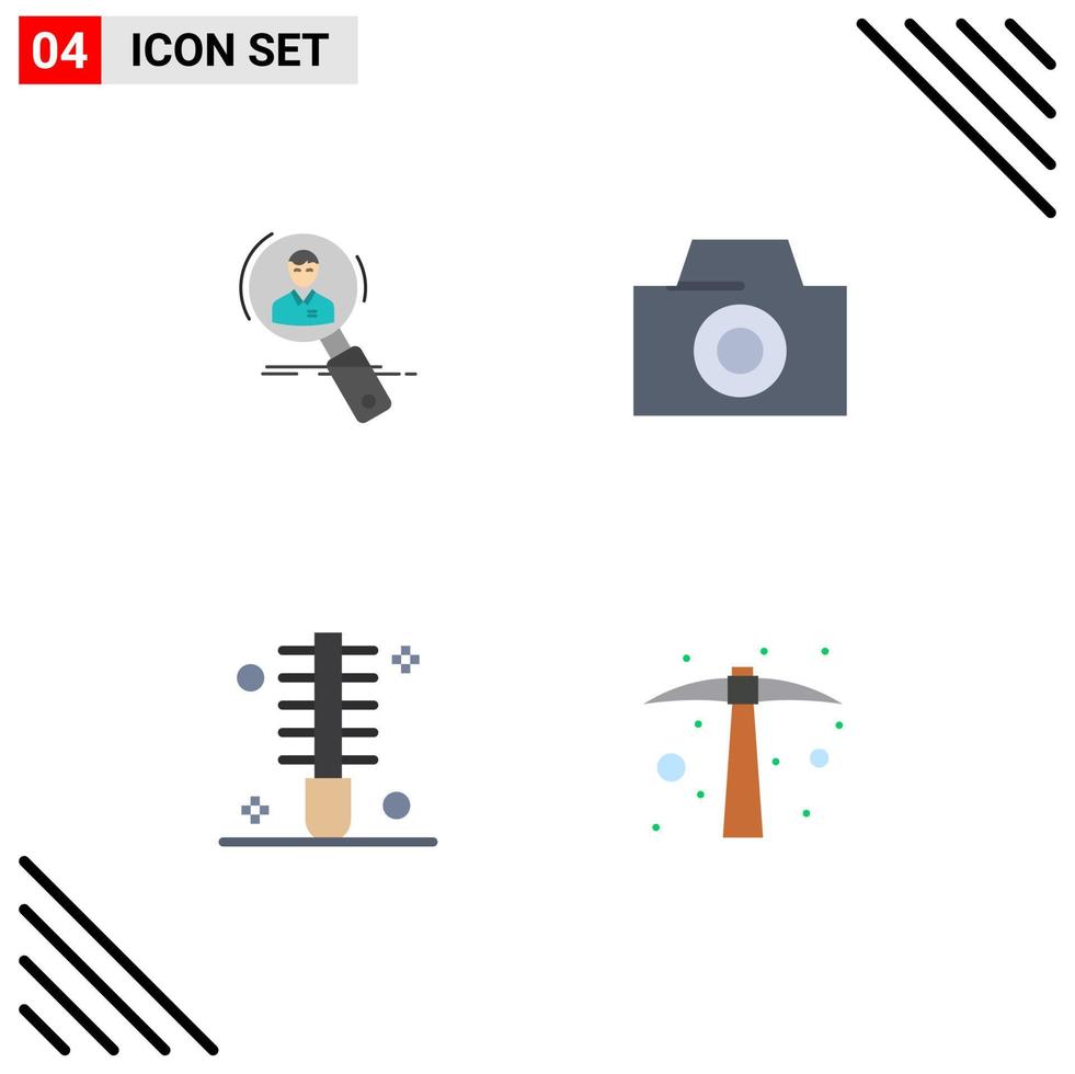 Editable Vector Line Pack of 4 Simple Flat Icons of search beauty hunting resume female Editable Vector Design Elements