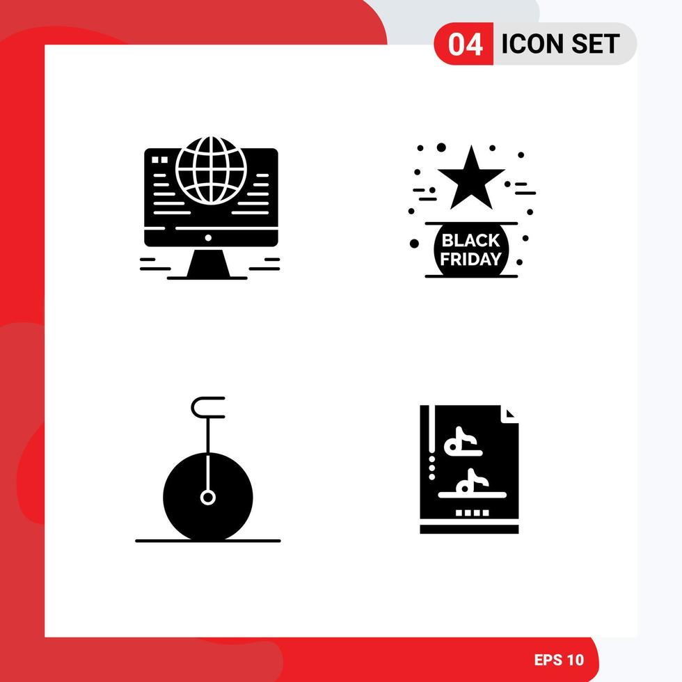 Pack of creative Solid Glyphs of computer circus network friday transport Editable Vector Design Elements