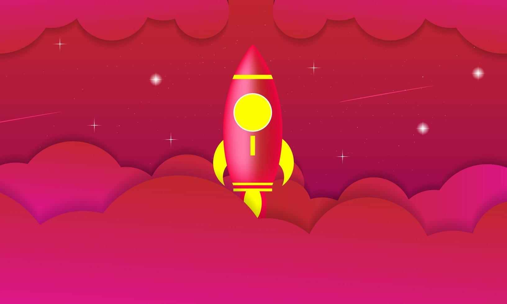gradient space with rocket background vector