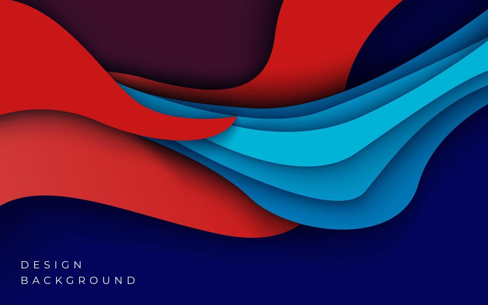 Multi layers blue an red color texture 3D papercut layers in gradient vector banner. Abstract paper cut art background design for website template. Topography map concept or smooth origami paper cut