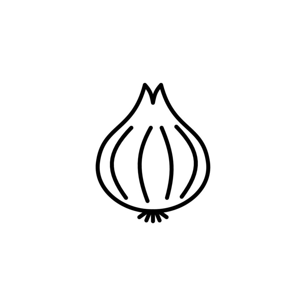 Outline, simple vector onion vegetable icon isolated on white background.