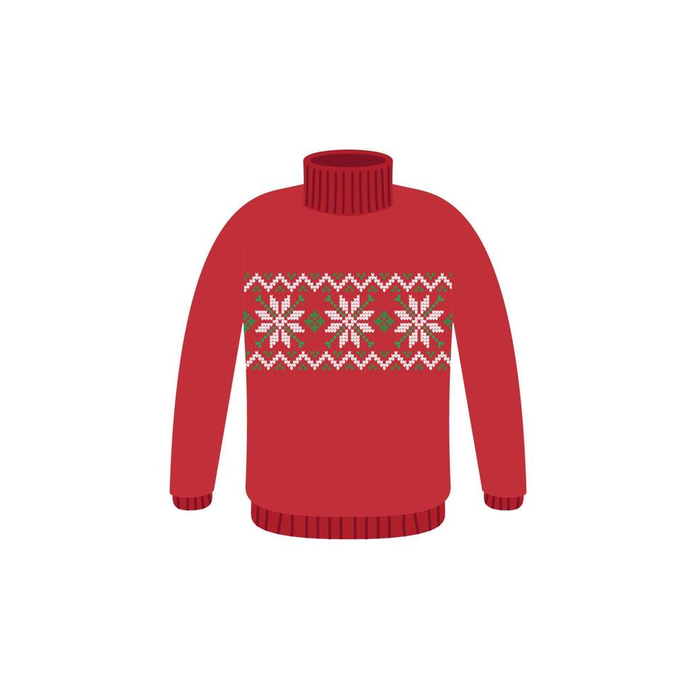 Vector ugly sweaters for Christmas party. Knitted jumpers with winter patterns esp
