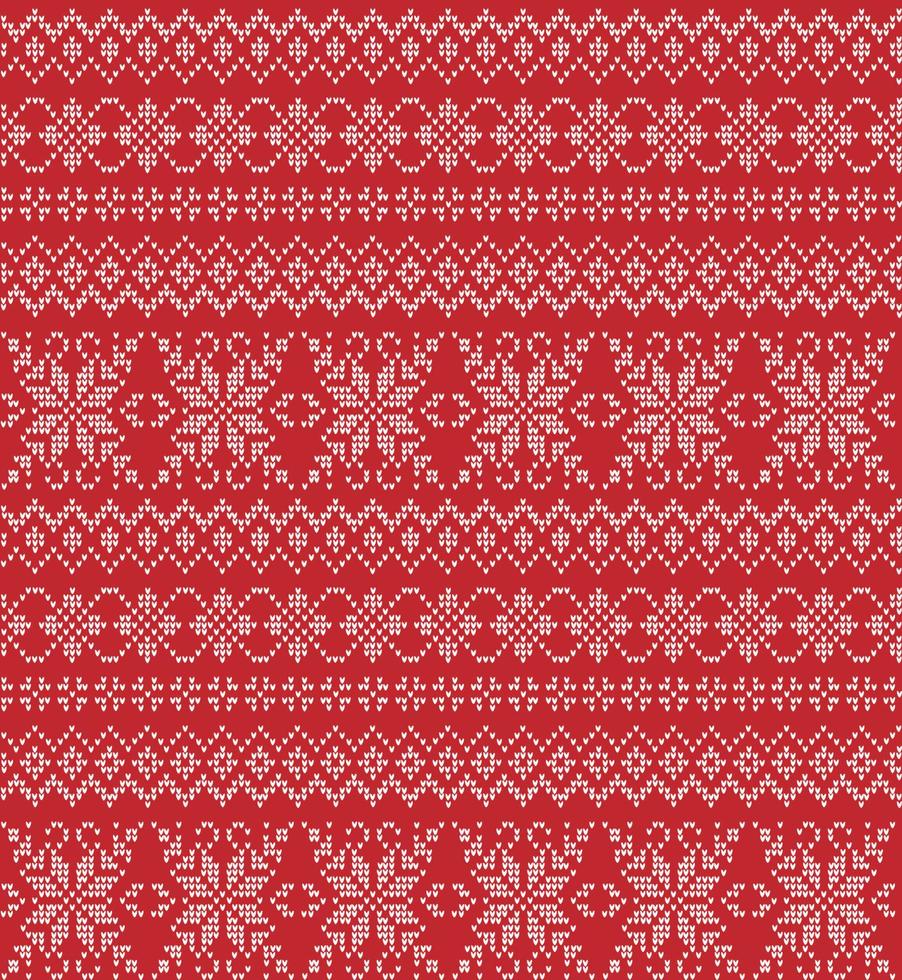 Knitted Christmas and New Year pattern. Wool Knitting Sweater Design. Wallpaper wrapping paper textile print. vector