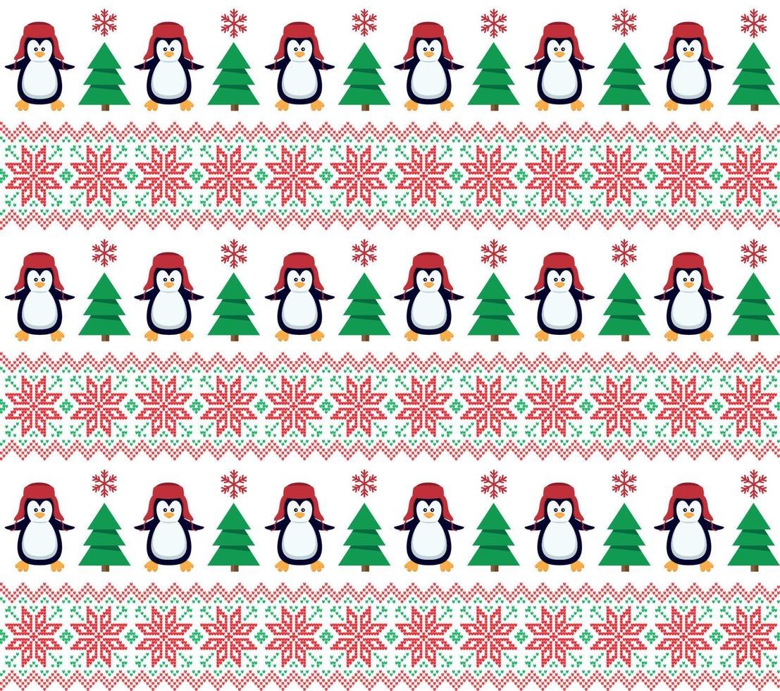 Knitted Christmas and New Year pattern in snowmen. Wool Knitting Sweater Design. Wallpaper wrapping paper textile print. Eps 10 vector