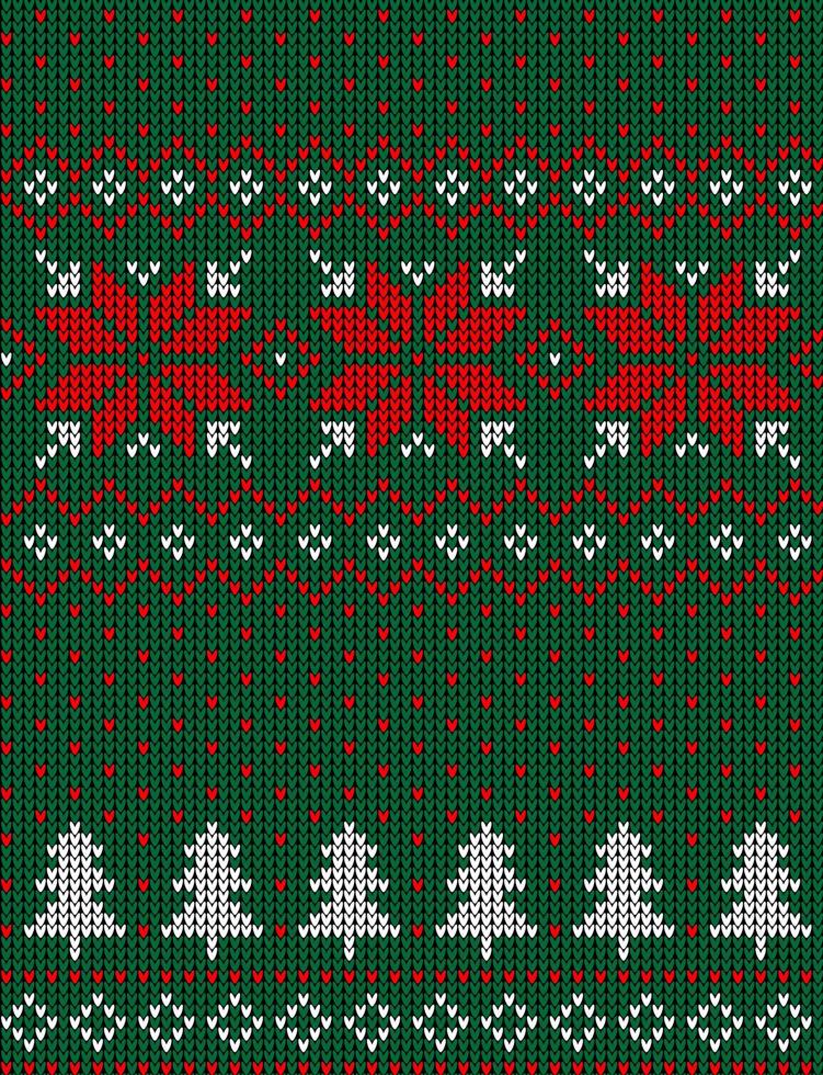 Knitted Christmas and New Year pattern in cow. Wool Knitting Sweater Design. Wallpaper wrapping paper textile print. vector
