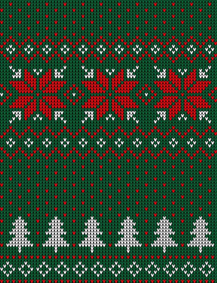 Knitted Christmas and New Year pattern in cow. Wool Knitting Sweater Design. Wallpaper wrapping paper textile print. vector