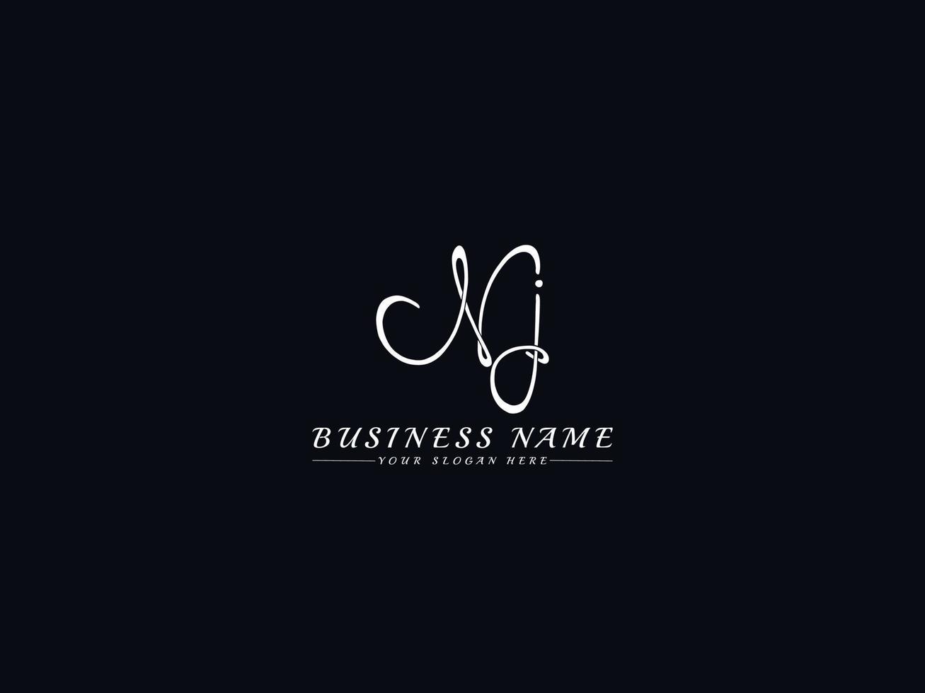 Signature Nj Logo Letter Vector, Initial nj Letter Design vector