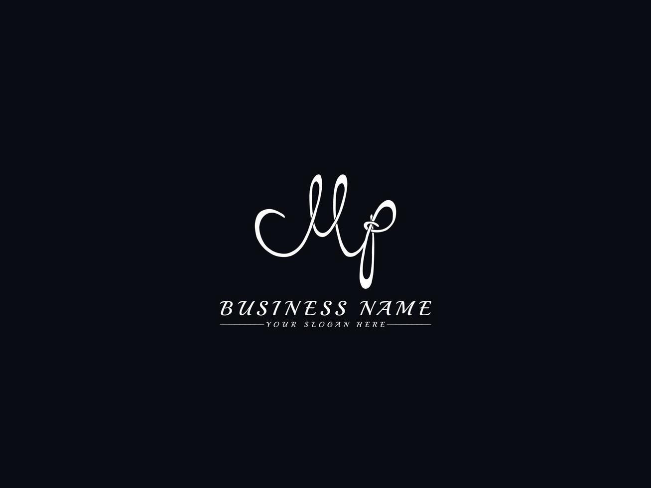 Feminine Mp Logo, New mp Signature Letter Logo Design vector