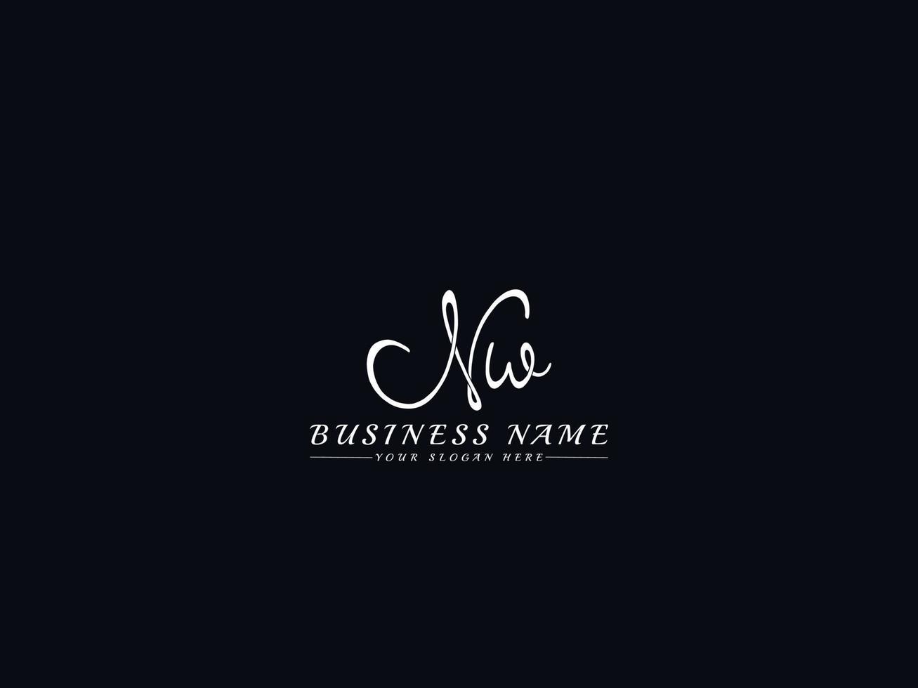 Signature Nw Logo Letter Vector, Initial nw Letter Design vector