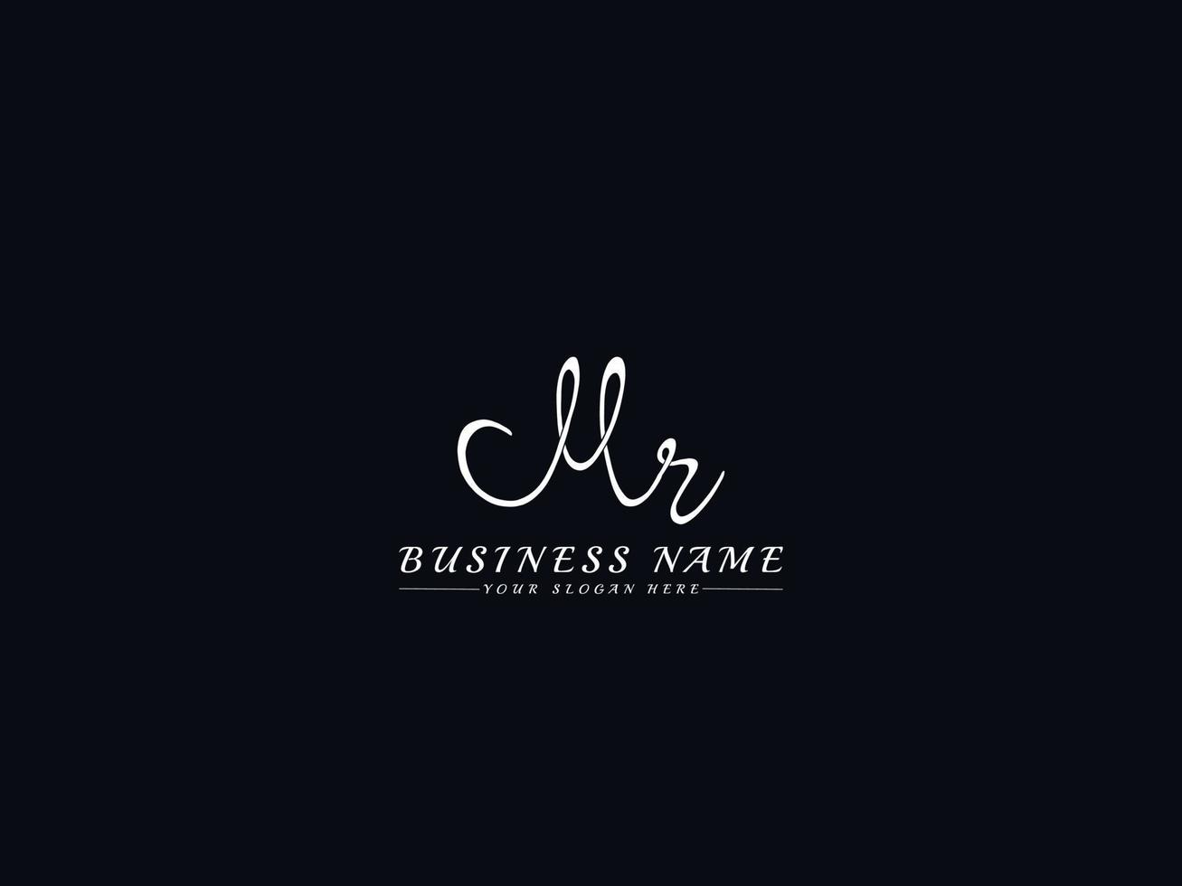 logotipo de mr femenino, nuevo diseño de logotipo de carta de firma de mr vector