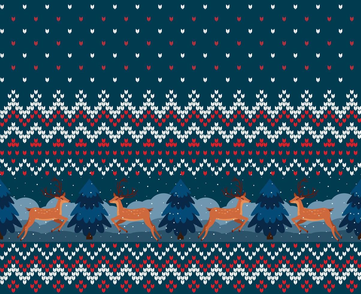 Knitted Christmas and New Year pattern vector