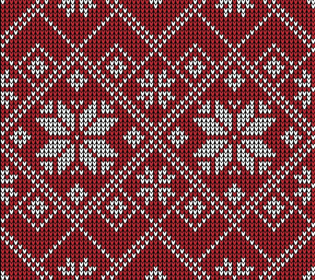 Knitted Christmas and New Year pattern. Wool Knitting Sweater Design. Wallpaper wrapping paper textile print. vector