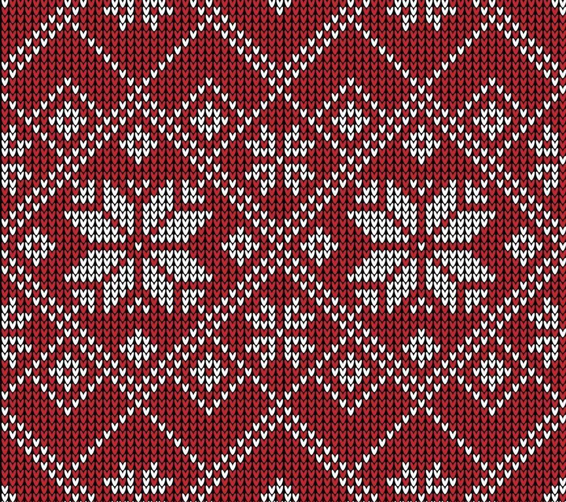 Knitted Christmas and New Year pattern. Wool Knitting Sweater Design. Wallpaper wrapping paper textile print. vector