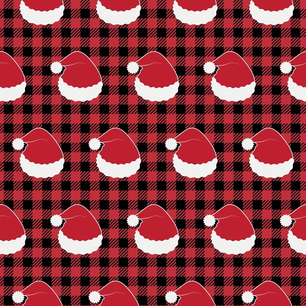 buffalo plaid christmas jingle bells en el fondo de la página de música. patrón festivo sin fisuras. ilustración vectorial vector