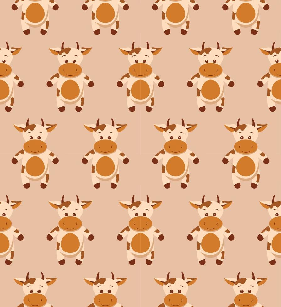 Seamless funny pattern with doodle cartoon cow vector