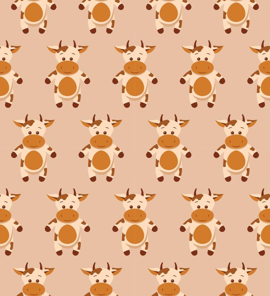 Seamless funny pattern with doodle cartoon cow vector