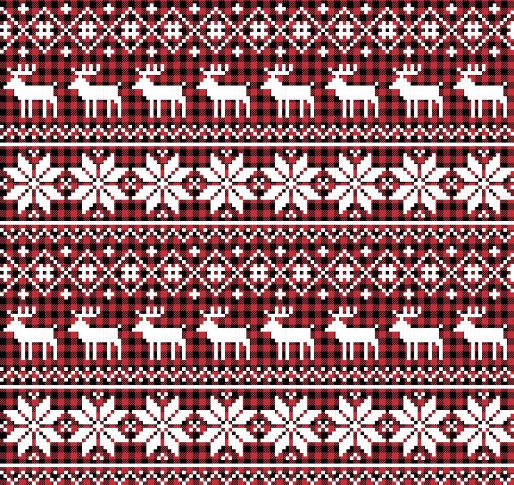 Christmas and New Year pattern at Buffalo Plaid. Festive background for design and print vector