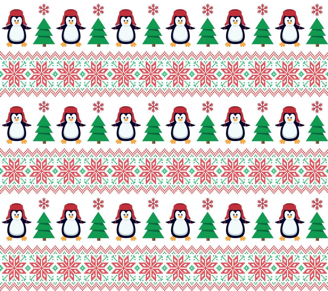 Knitted Christmas and New Year pattern in snowmen. vector