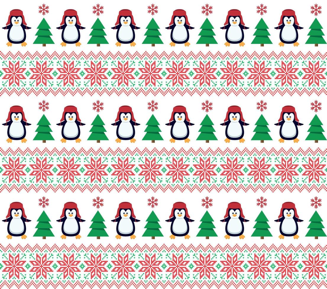 Knitted Christmas and New Year pattern in snowmen. vector