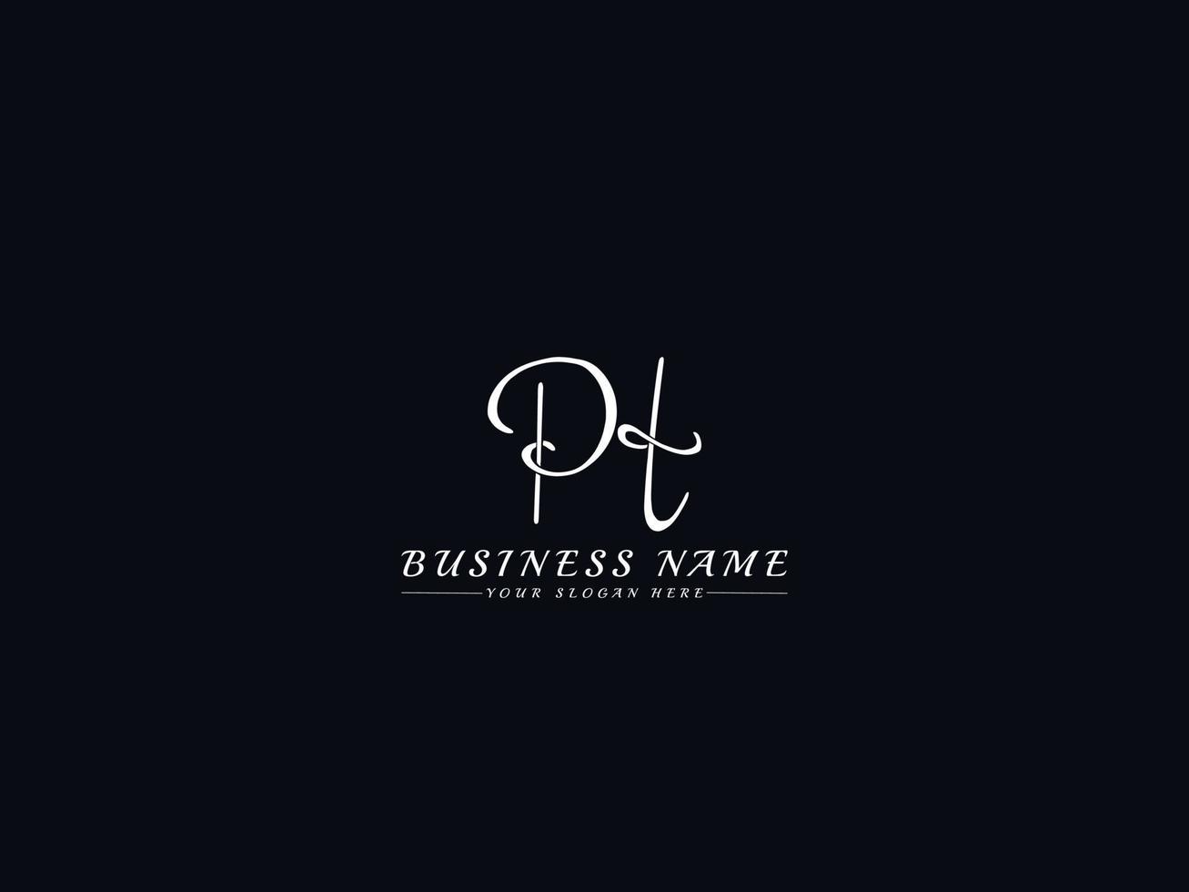Initial Pt Signature Logo, Unique Pt Logo Letter Design vector