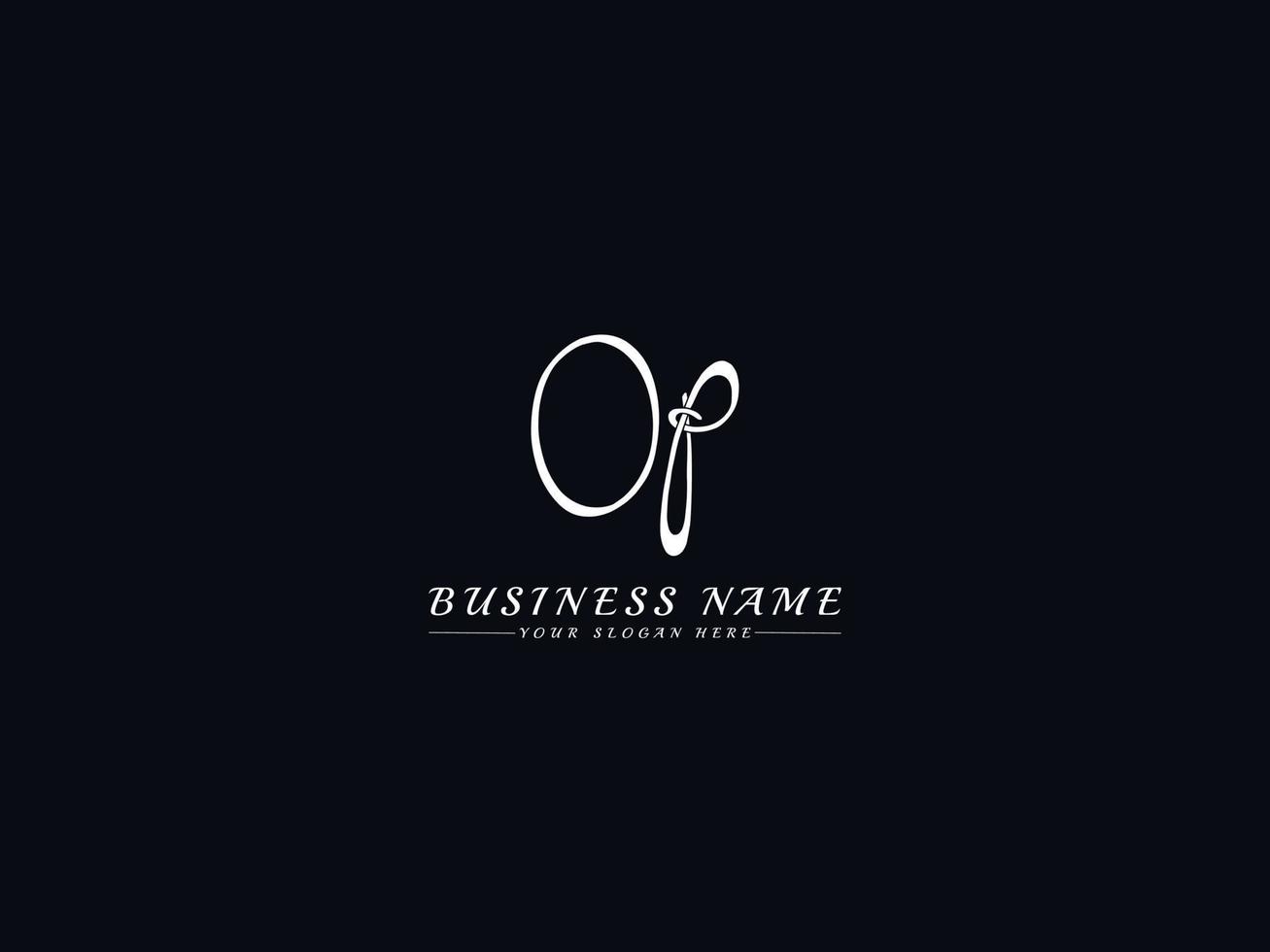 Signature Op o p Logo Letter Vector Stock