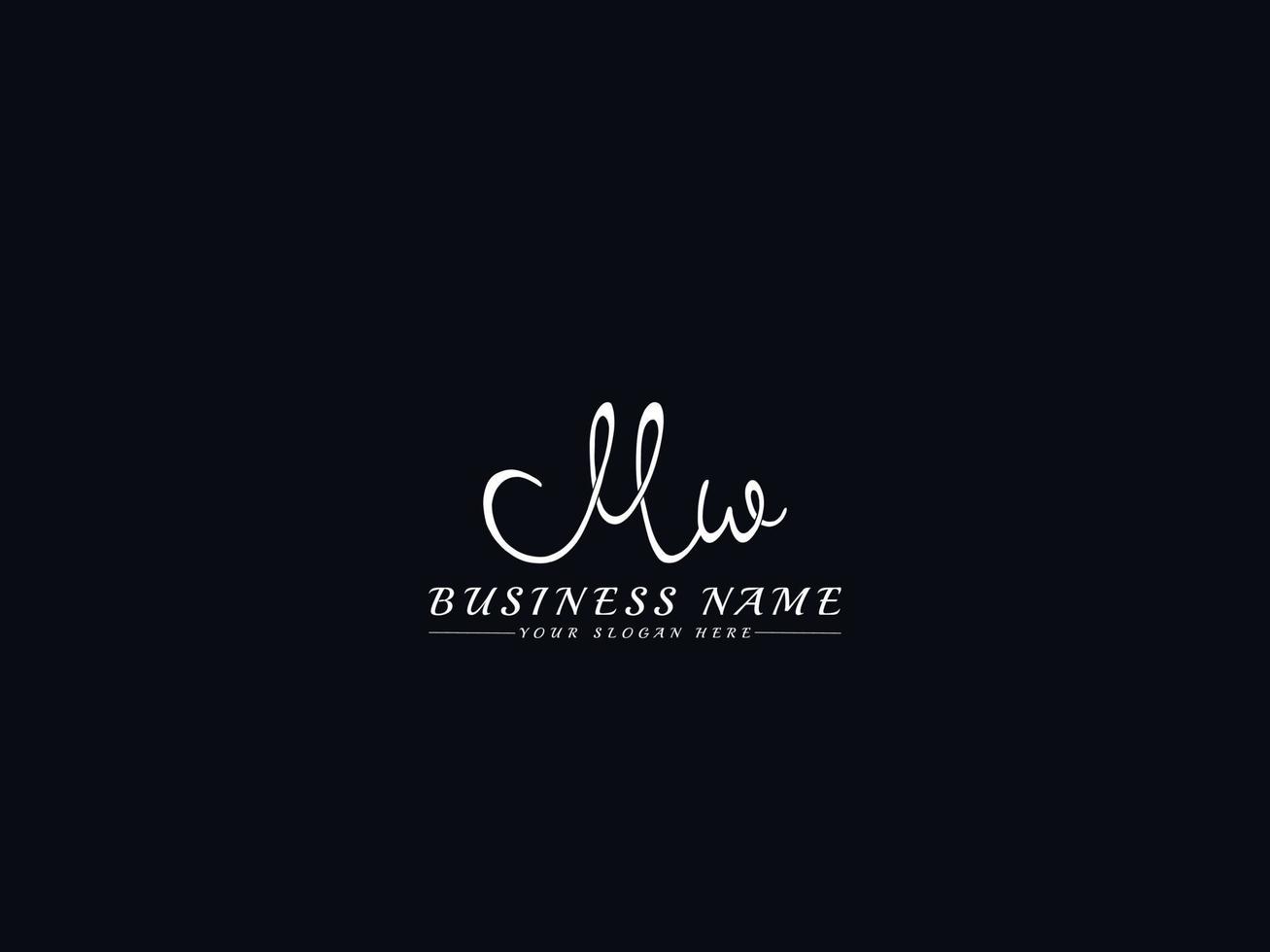 Feminine Mw Logo, New mw Signature Letter Logo Design vector