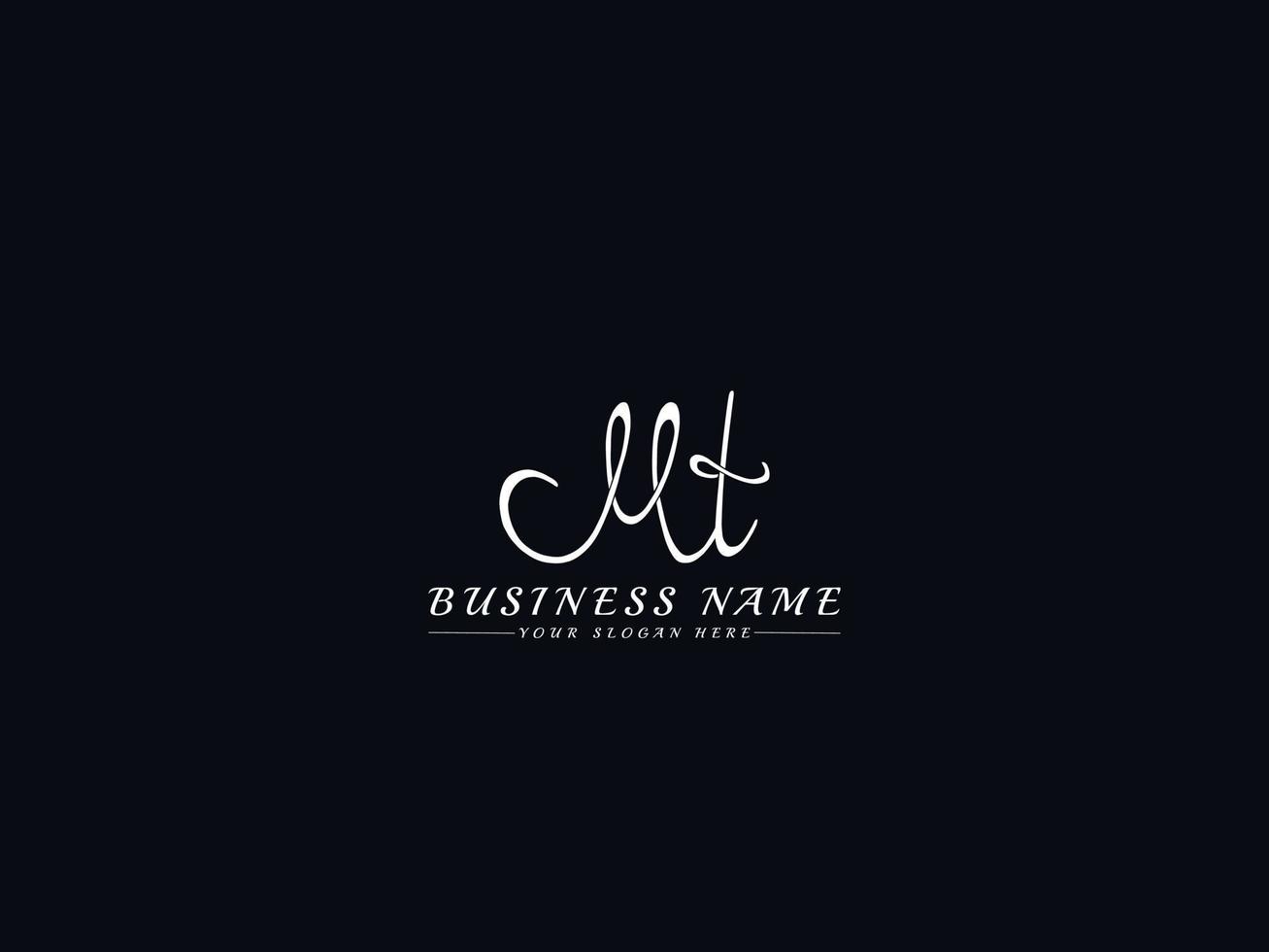 Feminine Mt Logo, New mt Signature Letter Logo Design vector