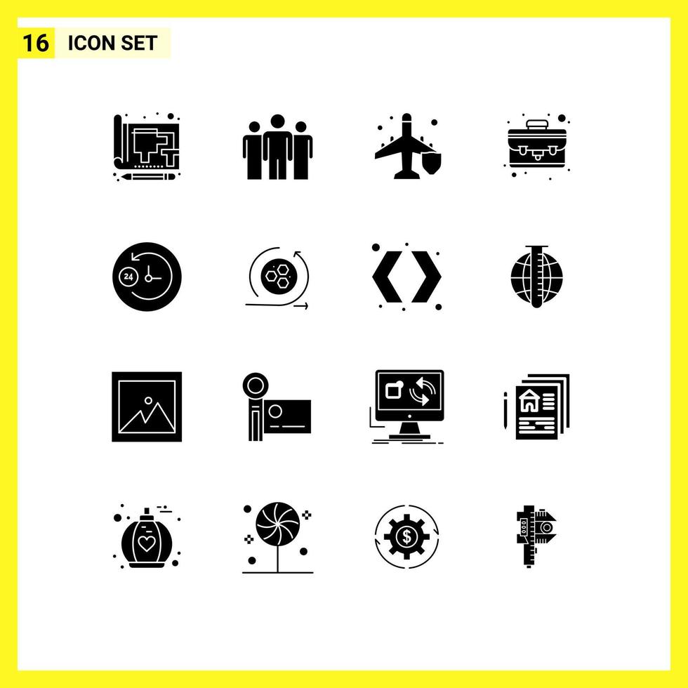 Pictogram Set of 16 Simple Solid Glyphs of day and night thing corporate portfolio protection Editable Vector Design Elements