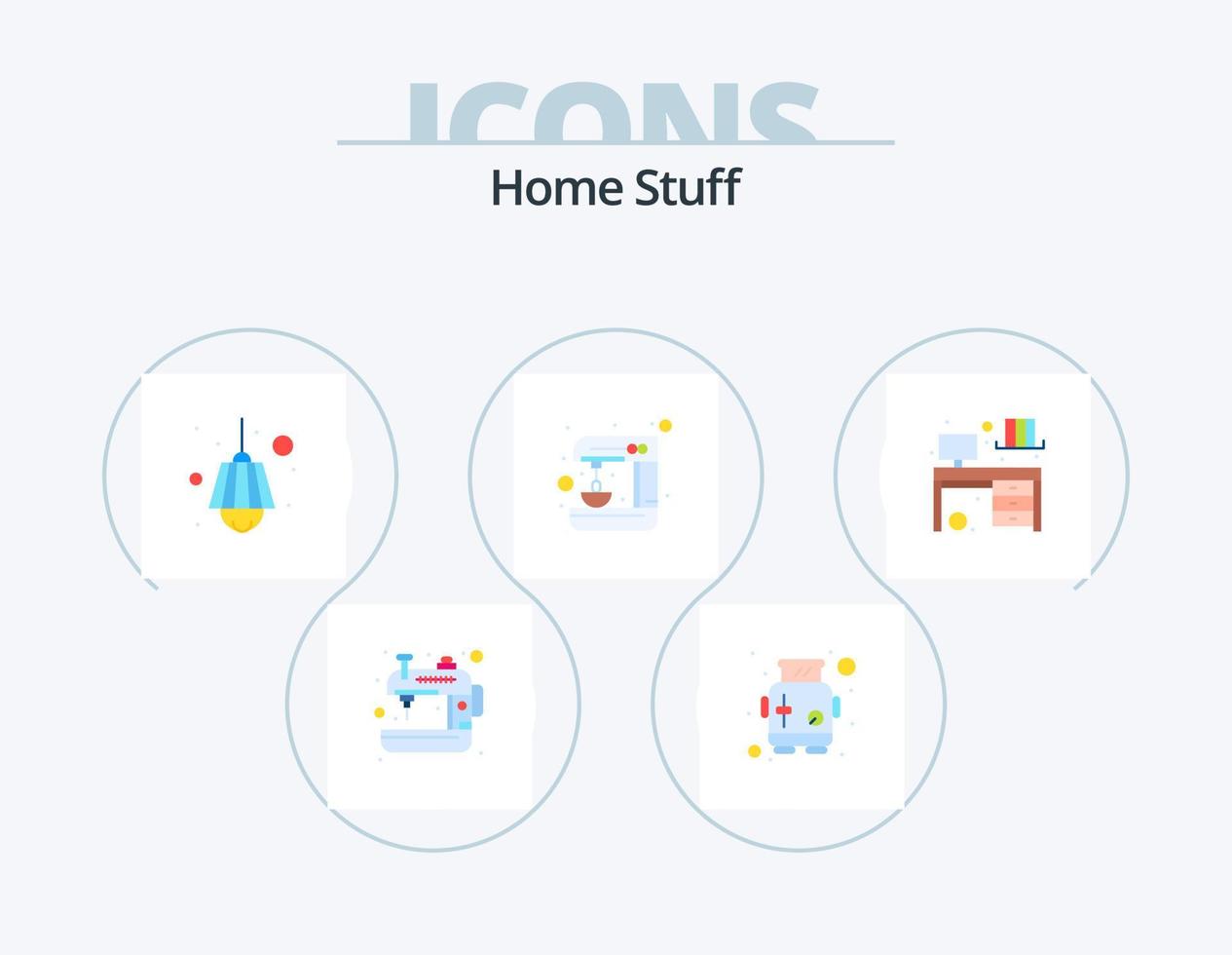 Home Stuff Flat Icon Pack 5 Icon Design. monitor. electric. stand. kitchen vector