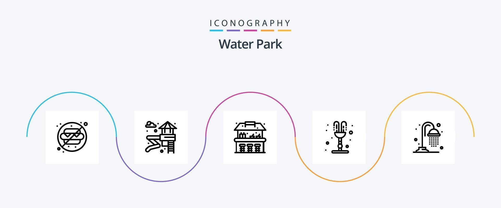 Water Park Line 5 Icon Pack Including . park. water. water. romance vector