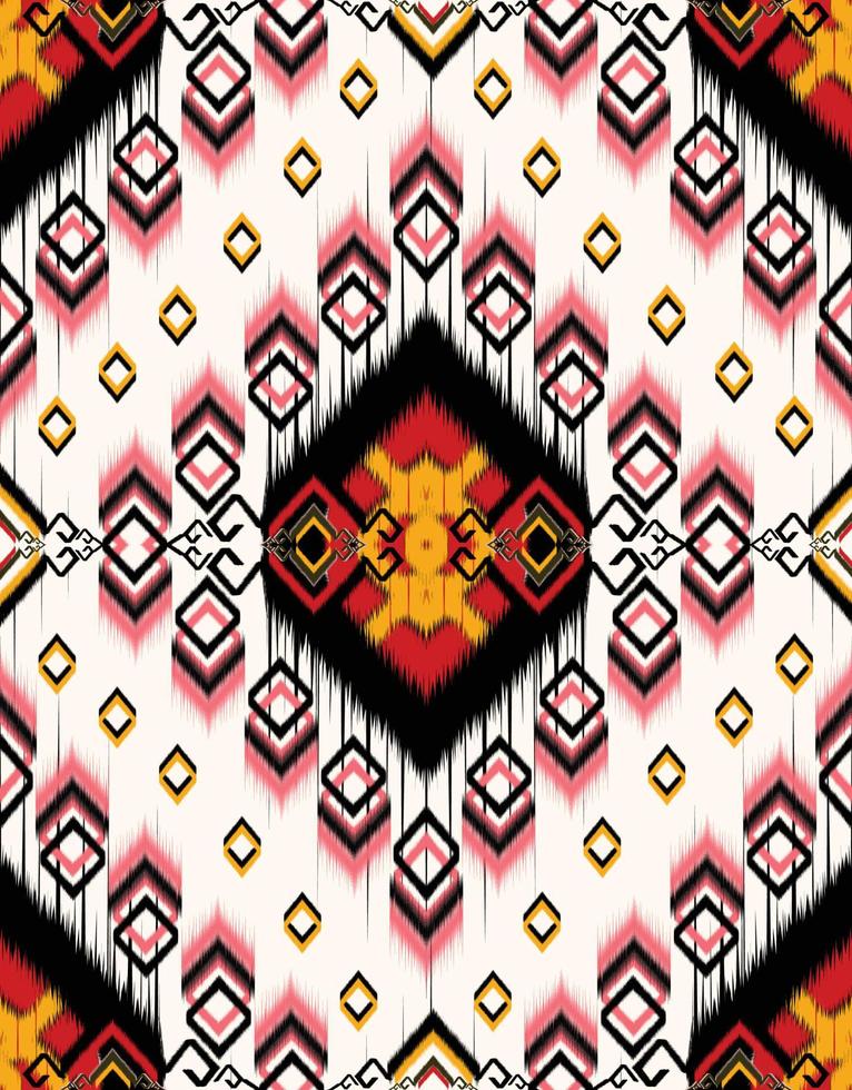Ikat paisley. Geometric ethnic pattern oriental African American Pakistan,Asia,Aztec motif textile and bohemian.design for background, wallpaper,carpet print, fabric, batik,tile. Ikat pattern vector. vector