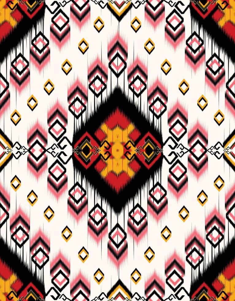 Ikat paisley. Geometric ethnic pattern oriental African American Pakistan,Asia,Aztec motif textile and bohemian.design for background, wallpaper,carpet print, fabric, batik,tile. Ikat pattern vector. vector