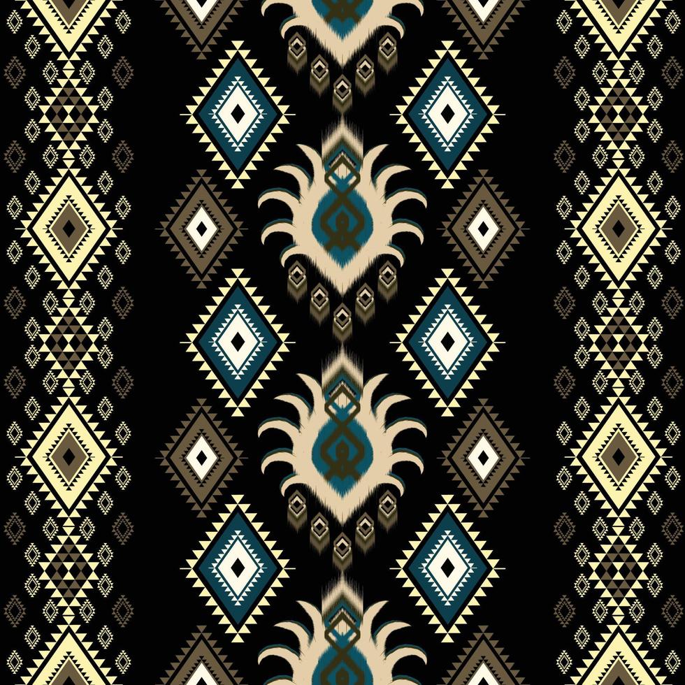 Ikat paisley. Geometric ethnic pattern oriental African American Pakistan,Asia,Aztec motif textile and bohemian.design for background, wallpaper,carpet print, fabric, batik,tile. Ikat pattern vector. vector