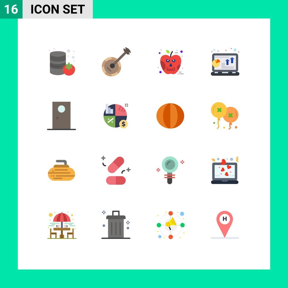 paquete de iconos de vector de stock de 16 signos y símbolos de línea para análisis de crecimiento de manzana portátil de puerta paquete editable de elementos de diseño de vector creativo