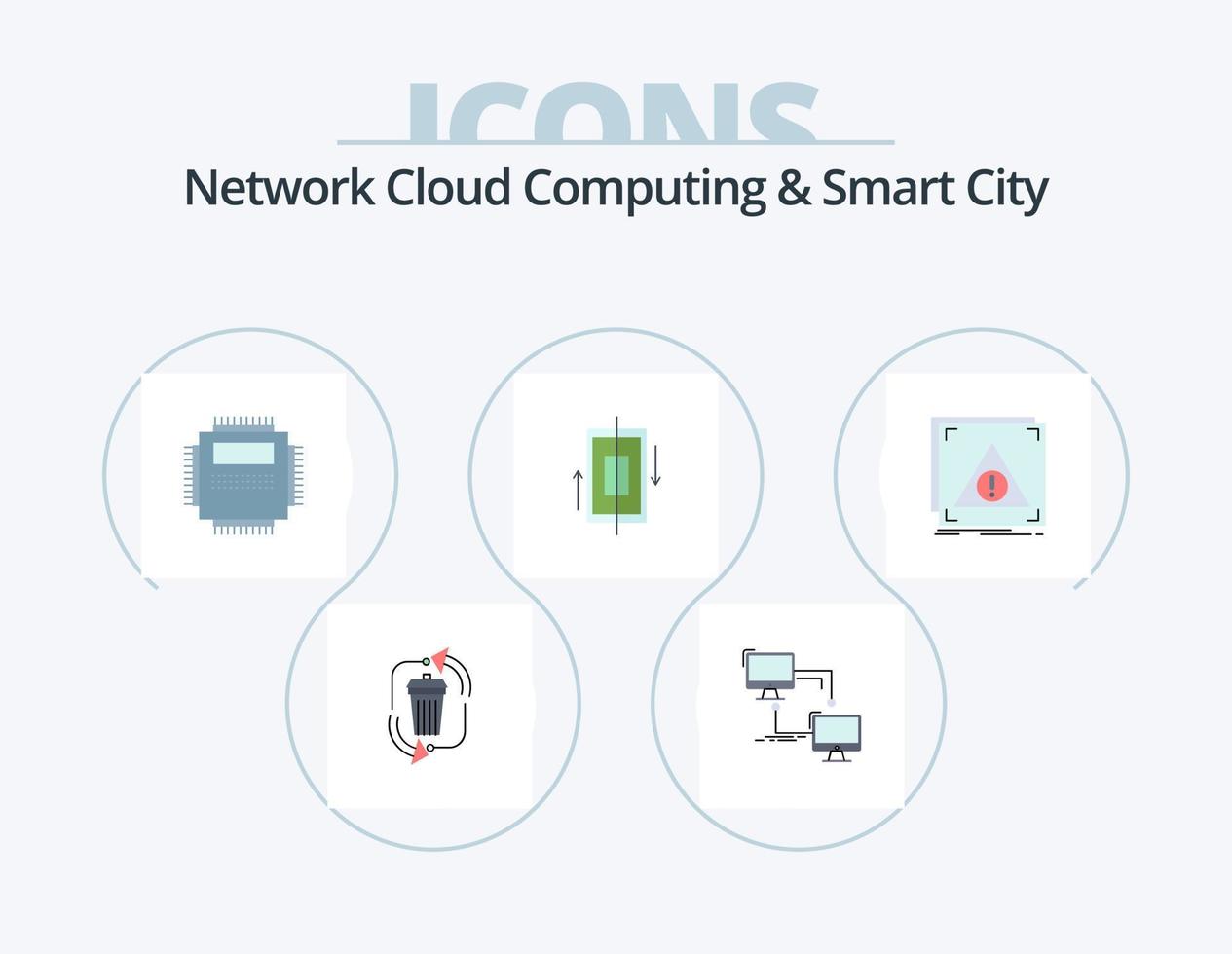 Network Cloud Computing And Smart City Flat Icon Pack 5 Icon Design. synchronization. technology. connection. pc. hardware vector