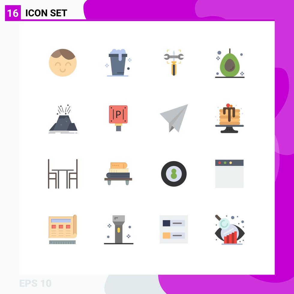 16 Creative Icons Modern Signs and Symbols of alert eruption gear disaster food Editable Pack of Creative Vector Design Elements