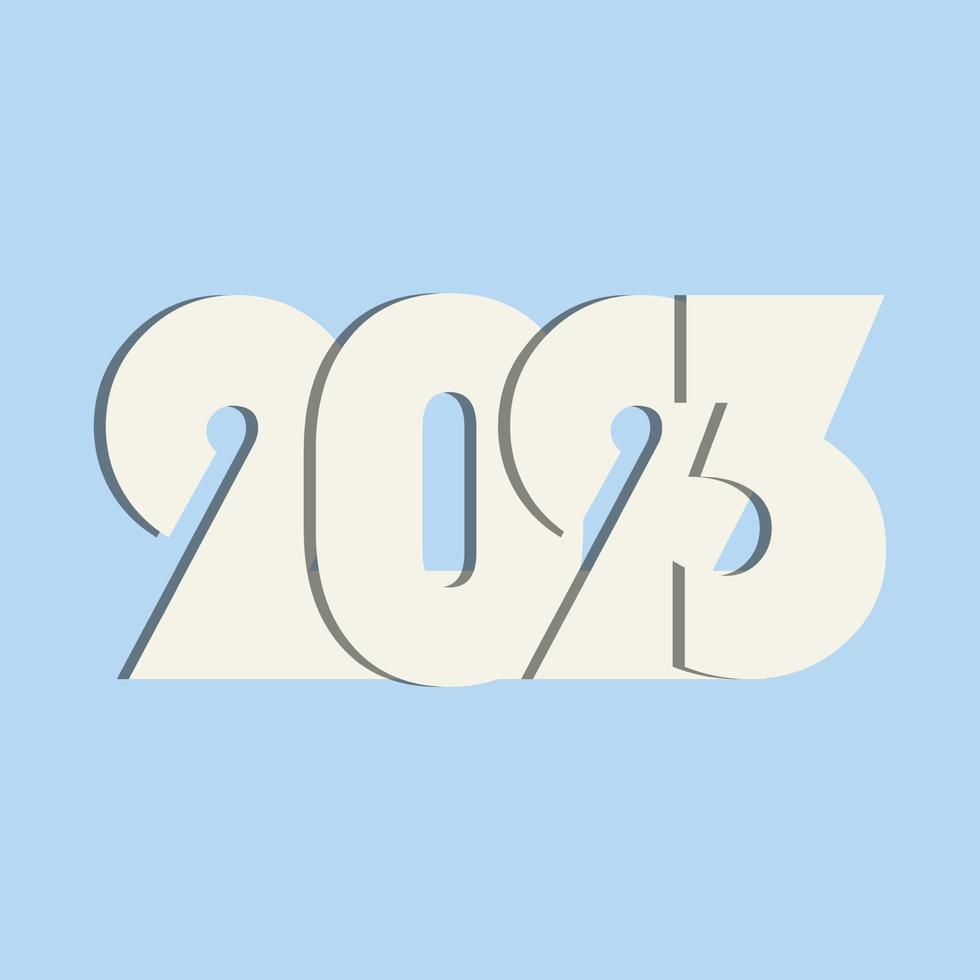 Happy new year 2023 flat design. minimalist line art free vector