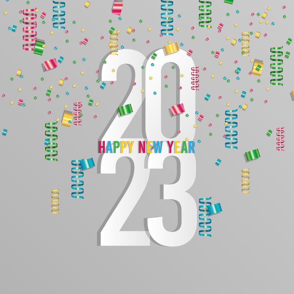 Happy new year 2022. Festive design with colorful ribbon decoration vector