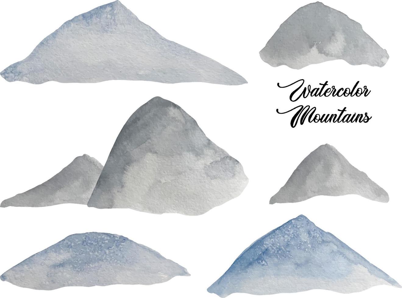 montaña de nieve azul acuarela aislada en blanco. naturaleza, ecología, eco ilustración vector