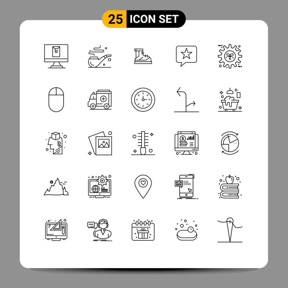 Stock Vector Icon Pack of 25 Line Signs and Symbols for gear eco hiking star favorite Editable Vector Design Elements