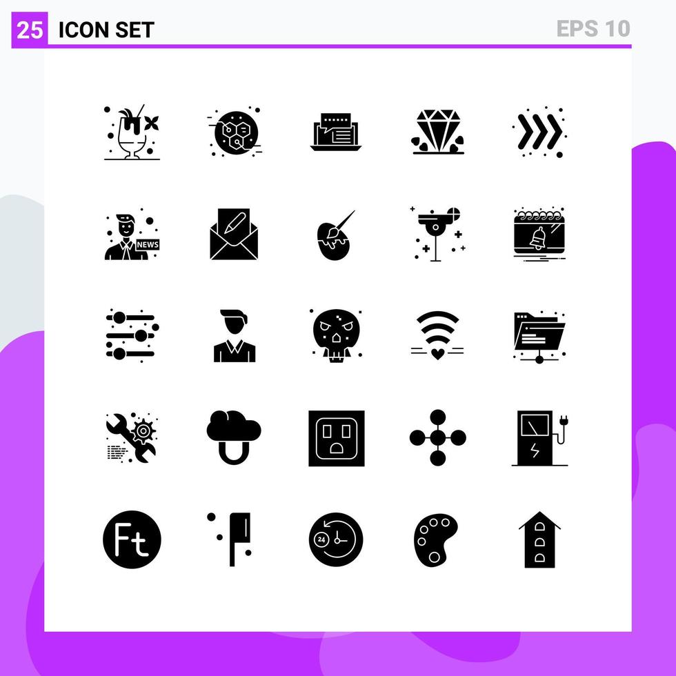 Universal Icon Symbols Group of 25 Modern Solid Glyphs of right mother dialog mom diamond Editable Vector Design Elements