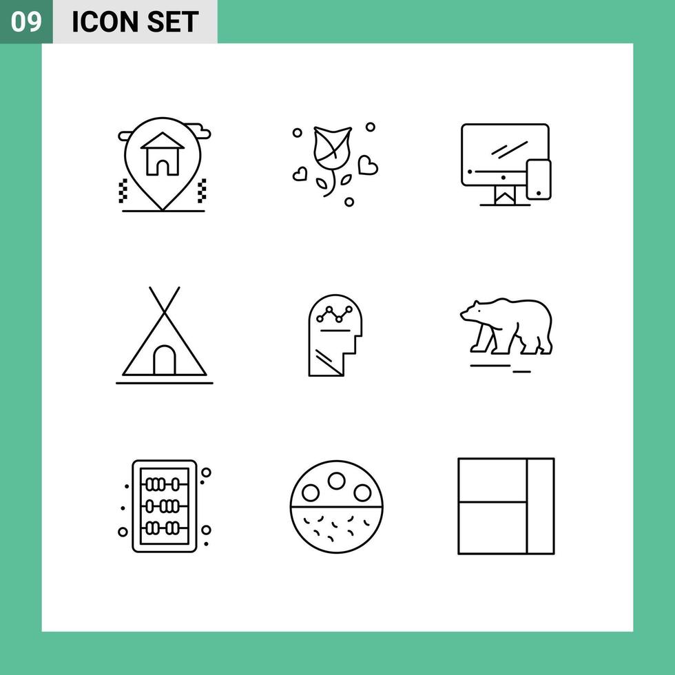 Outline Pack of 9 Universal Symbols of travel nature valentine holidays imac Editable Vector Design Elements