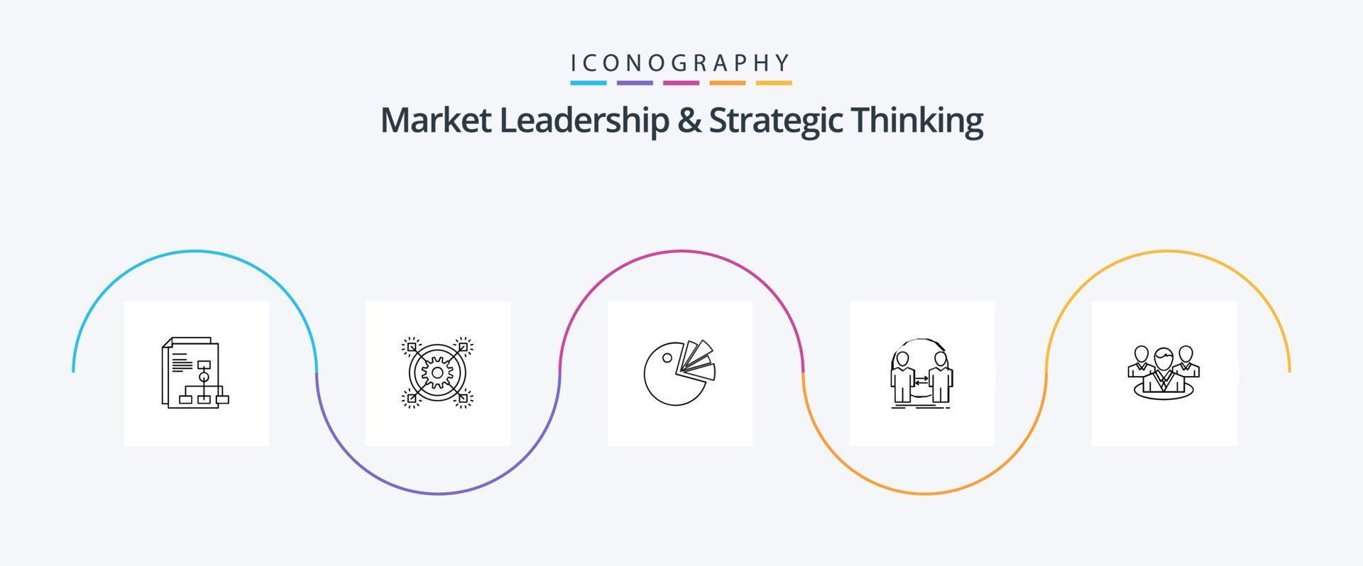 Market Leadership And Strategic Thinking Line 5 Icon Pack Including duplicate. user. gear. clone. diagram vector