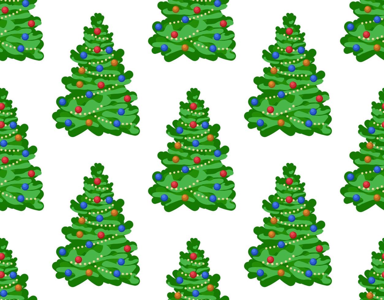 Vector seamless flat pattern with icons of Happy New Year and Christmas Day
