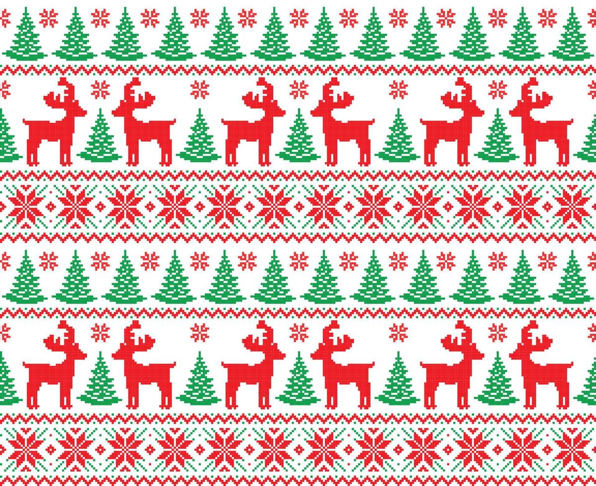 New Year's Christmas pattern pixel vector illustration