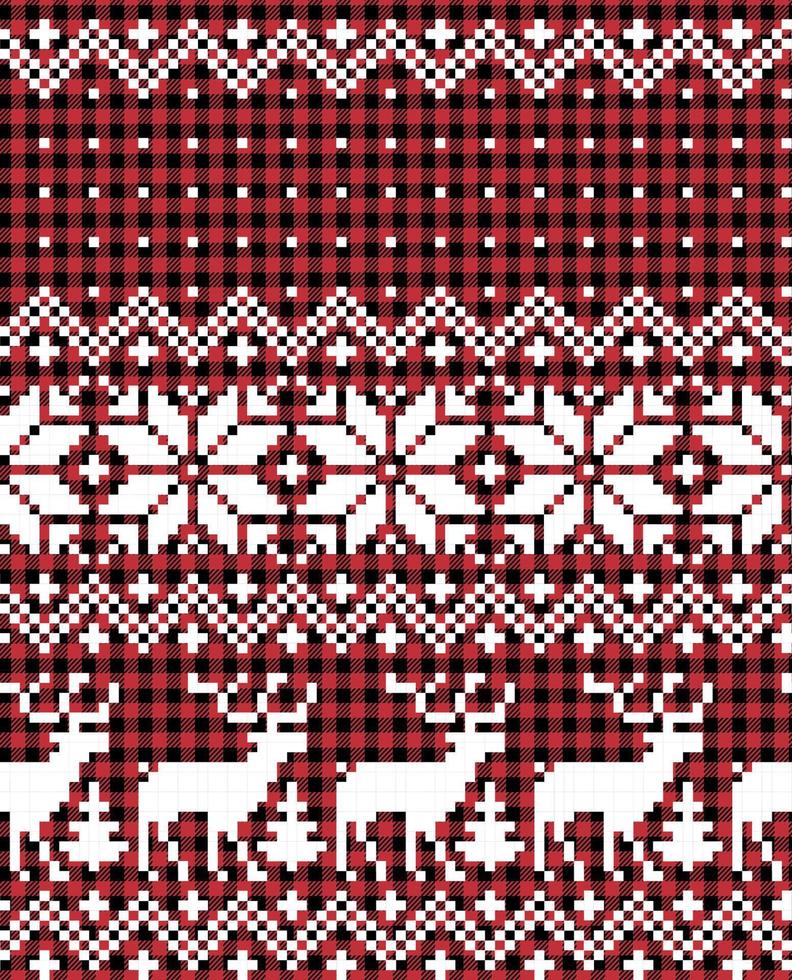 Christmas and New Year pattern at Buffalo Plaid. Festive background for design and print vector