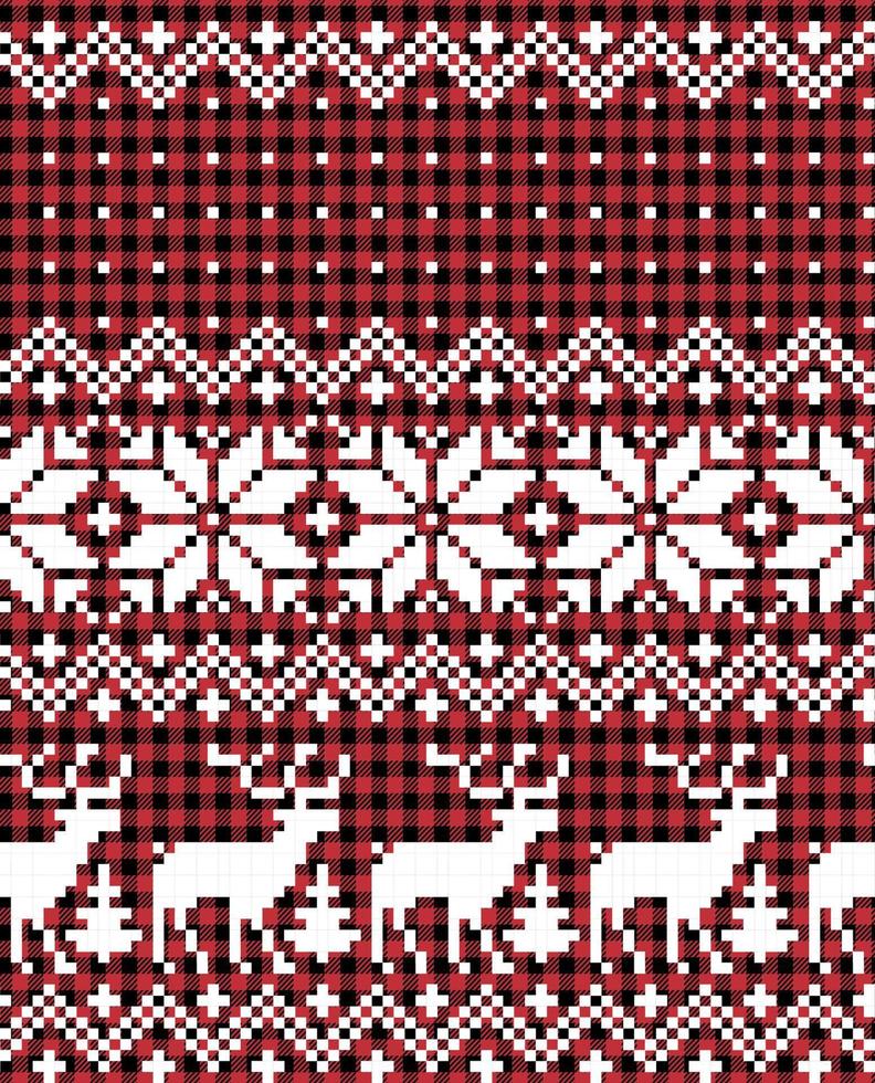 Christmas and New Year pattern at Buffalo Plaid. Festive background for design and print vector